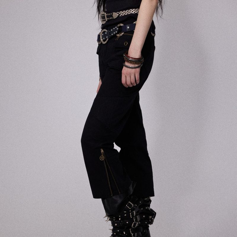 SHEISSHE/METAL ZIPPER CROPPED PANTS