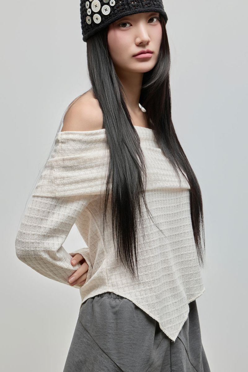Button Knit Beanie_Ivory