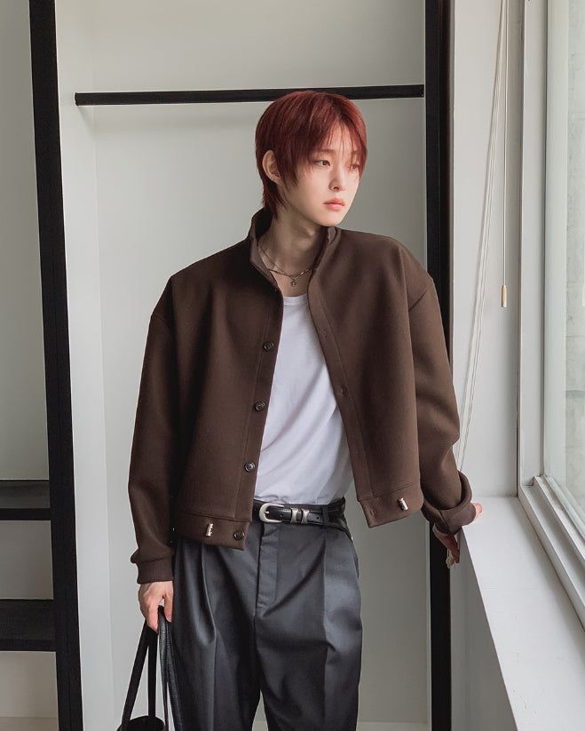 Sven Suede High-Neck Cardigan