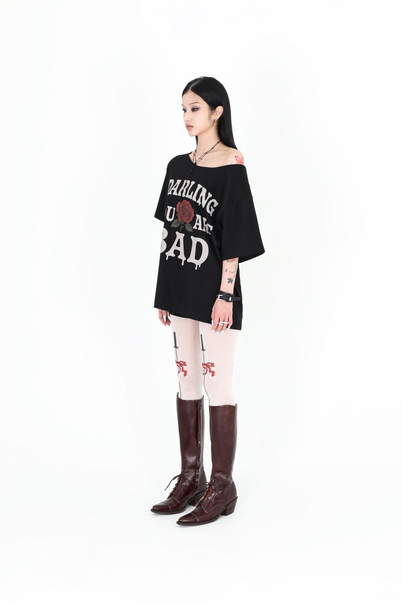 MELTING ROSE TEE #BLACK