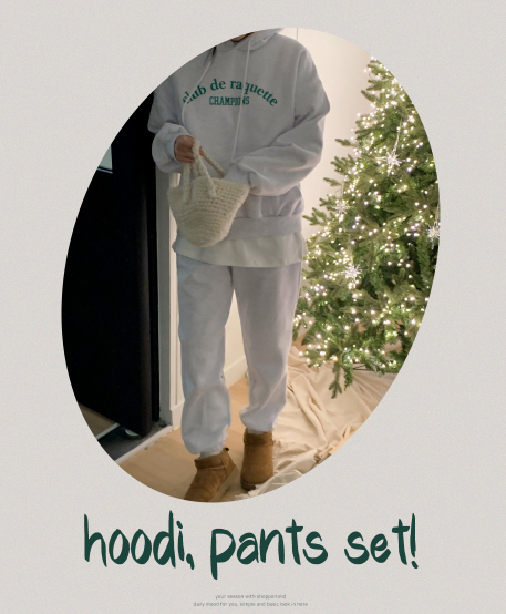Daily Lettering Hoodie + Jogger Pants Set (3color)
