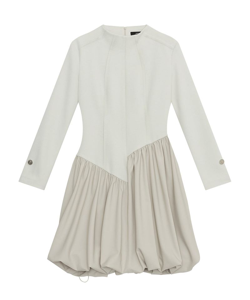Raw Edge Balloon Dress _ IVORY