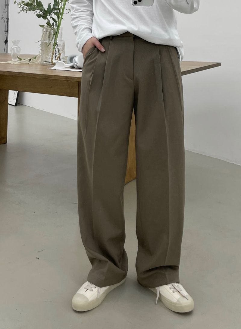 ABLE TWO TUCK WIDE SLACKS(5COLOR)