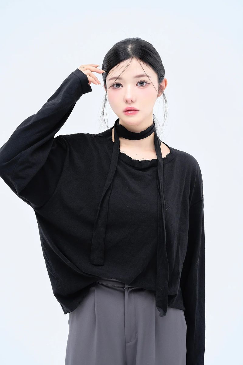 made of silk（メイドオブシルク）の「ネクタイロングスリーブニット / necktie L/S Knit（Tops）」
