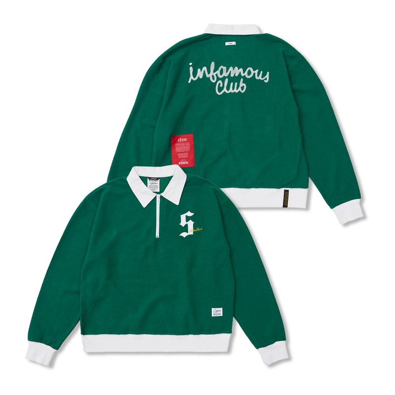 STIGMA（スティグマ）の「Infamous Club Insideout Oversized Collar T-shirts Green / Navy（Tops）」