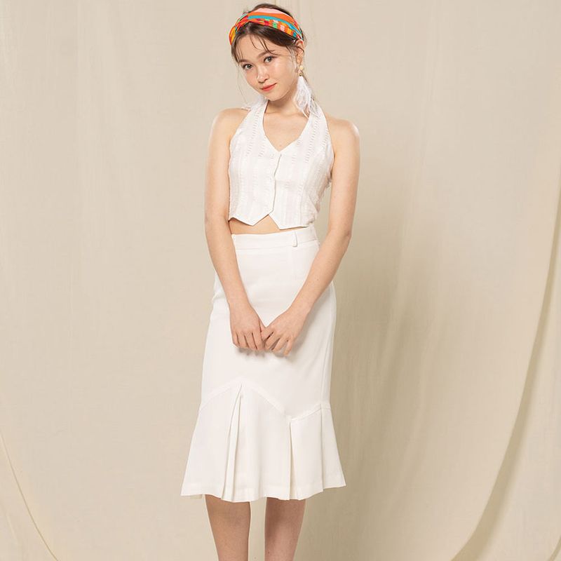 FREIHEIT(フライハイト)の「PLEATS SKIRT (WHITE)(Skirts)」