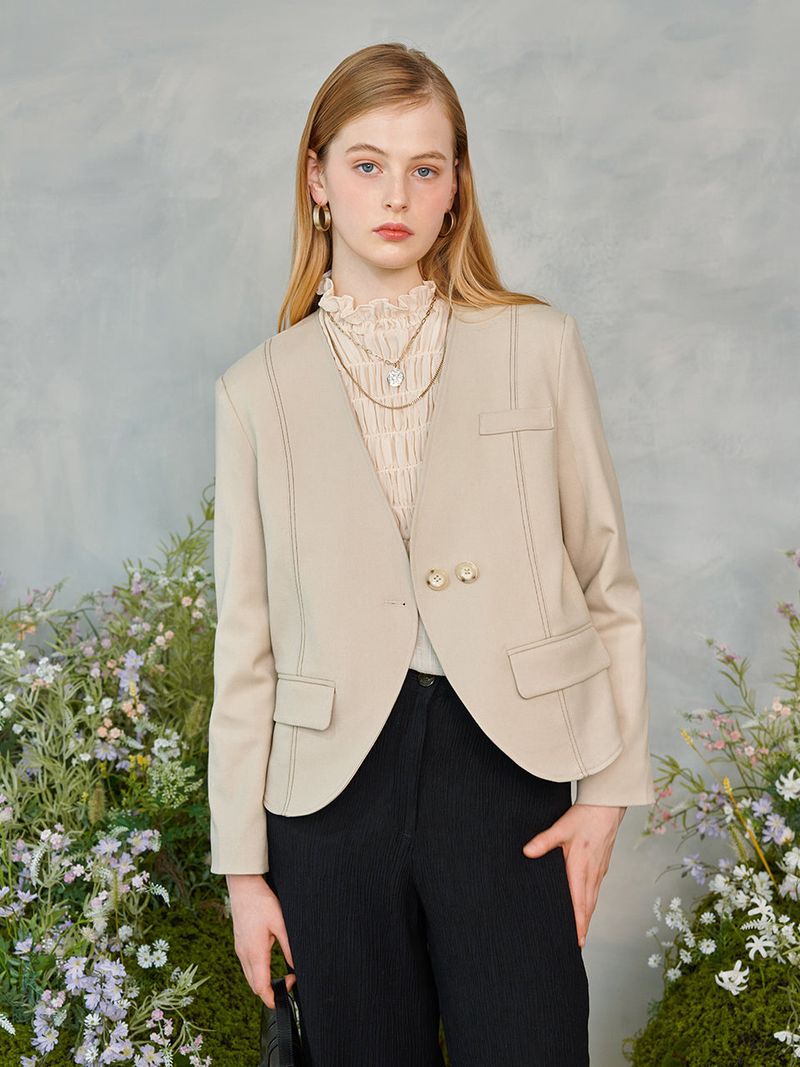 Line No-collar Jacket (2colors)