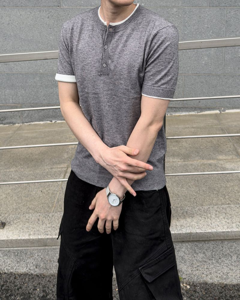 Eren Layered Henley Neck Knit