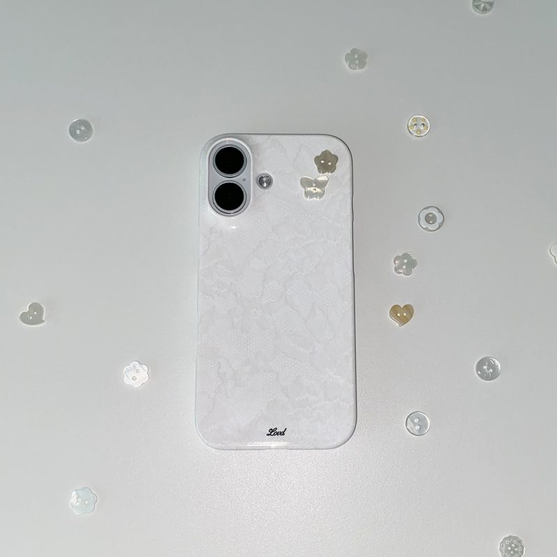 [MADE] BUTTERFLY BUTTON LACE PHONE CASE (glossy hard)