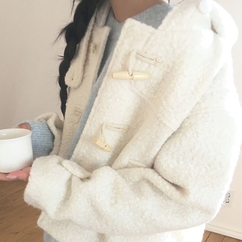 Jelga fur duffle hooded short jacket