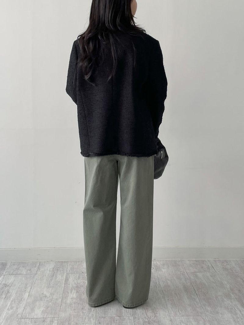 Pocket Fringe Half Tweed Jacket