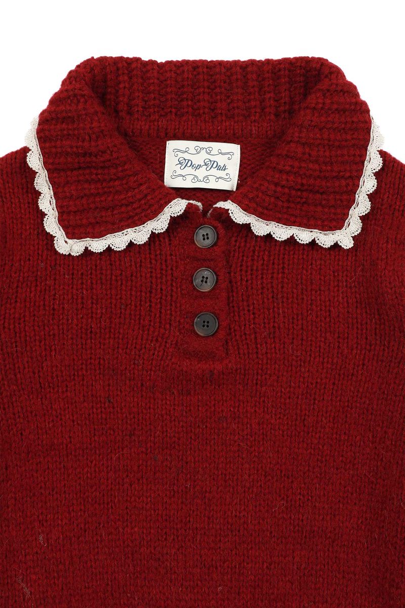 Anna Wool Collar Knit [Redwine]