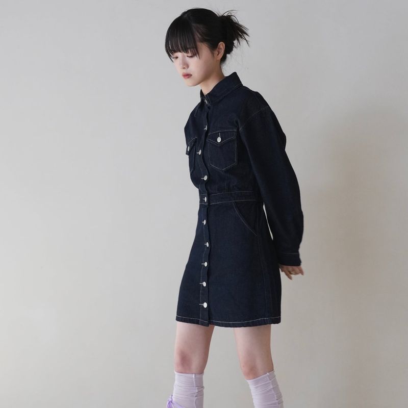 Uenui（ウニュイ）の「denim mini one-piece（Dresses）」