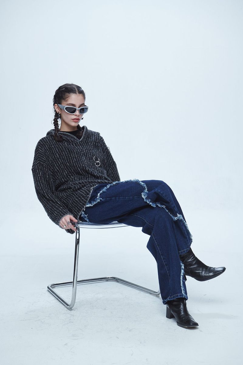 Snake Cutting Denim Pants