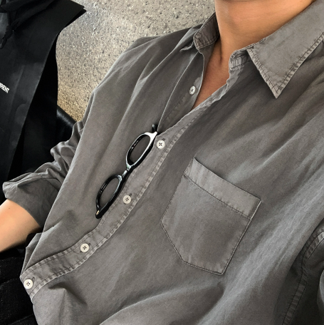 Glass Pigment Basic Cotton Shirt