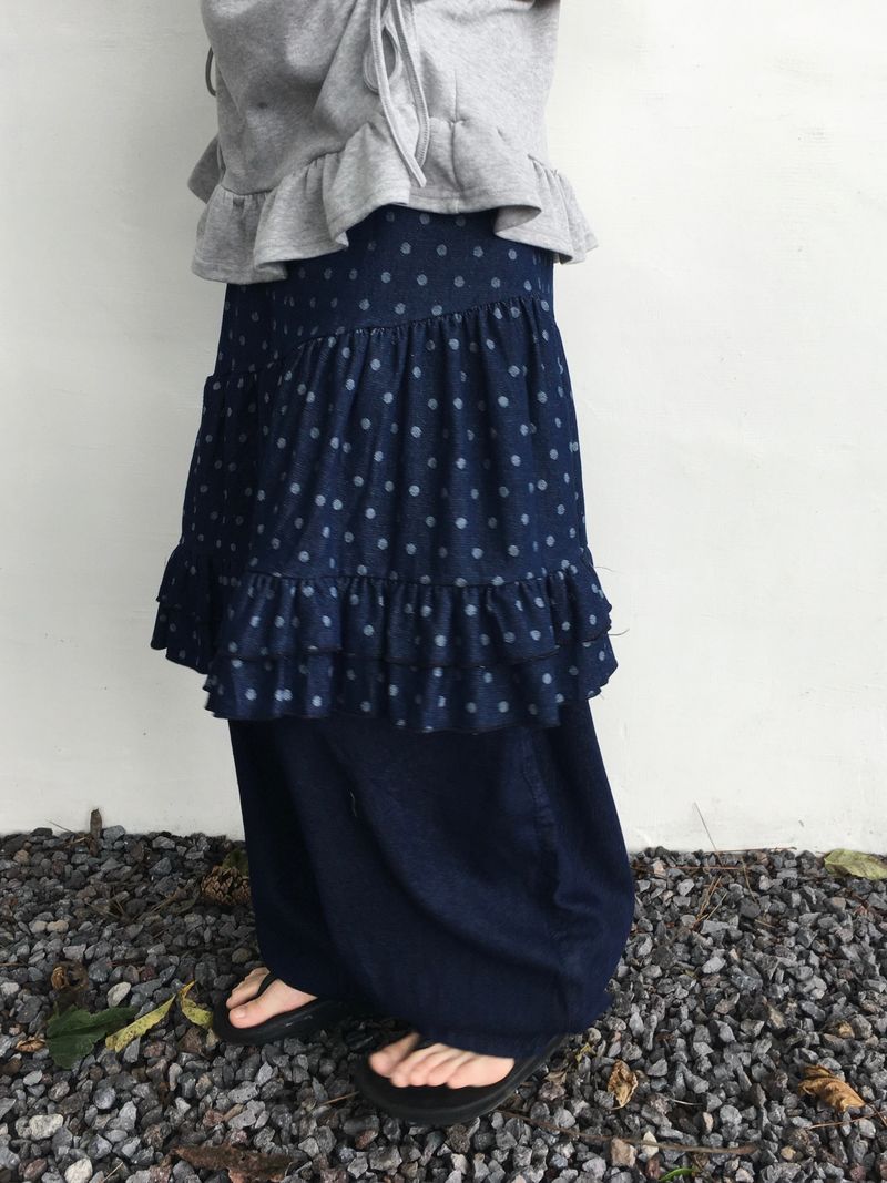 Lily Dot Unbalanced Denim Skirt (2c)