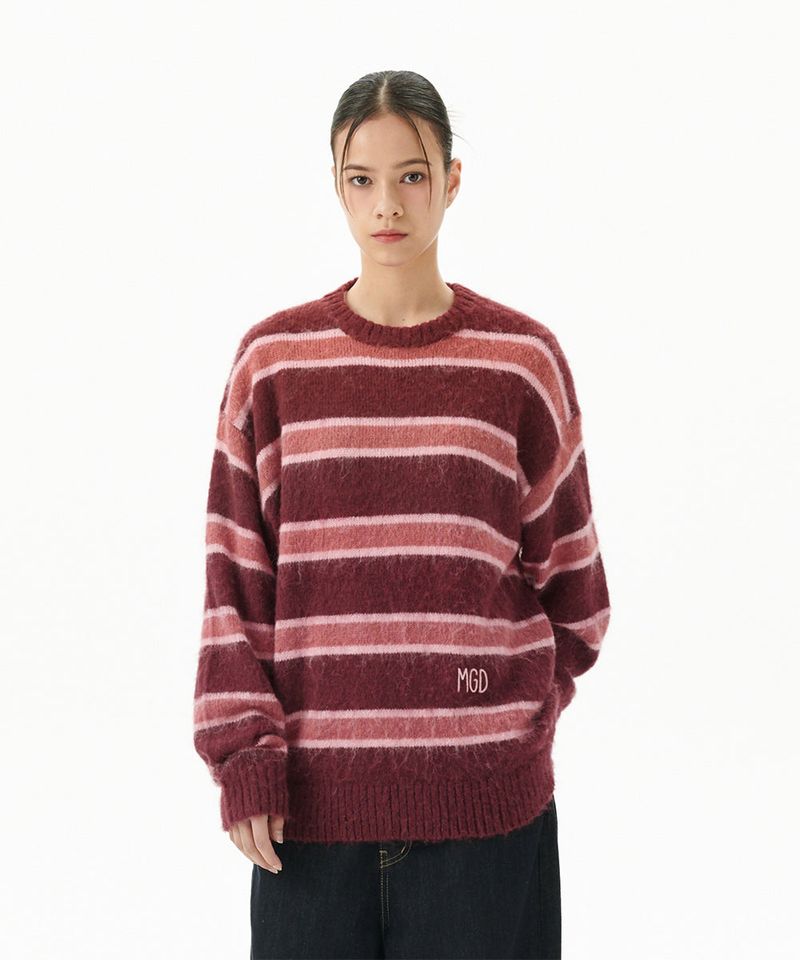 HAIRY STRIPE KNIT SWEATER
