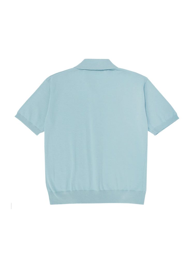 T1015 OPEN SHORT-SLEEVED KNIT_SKYBLUE