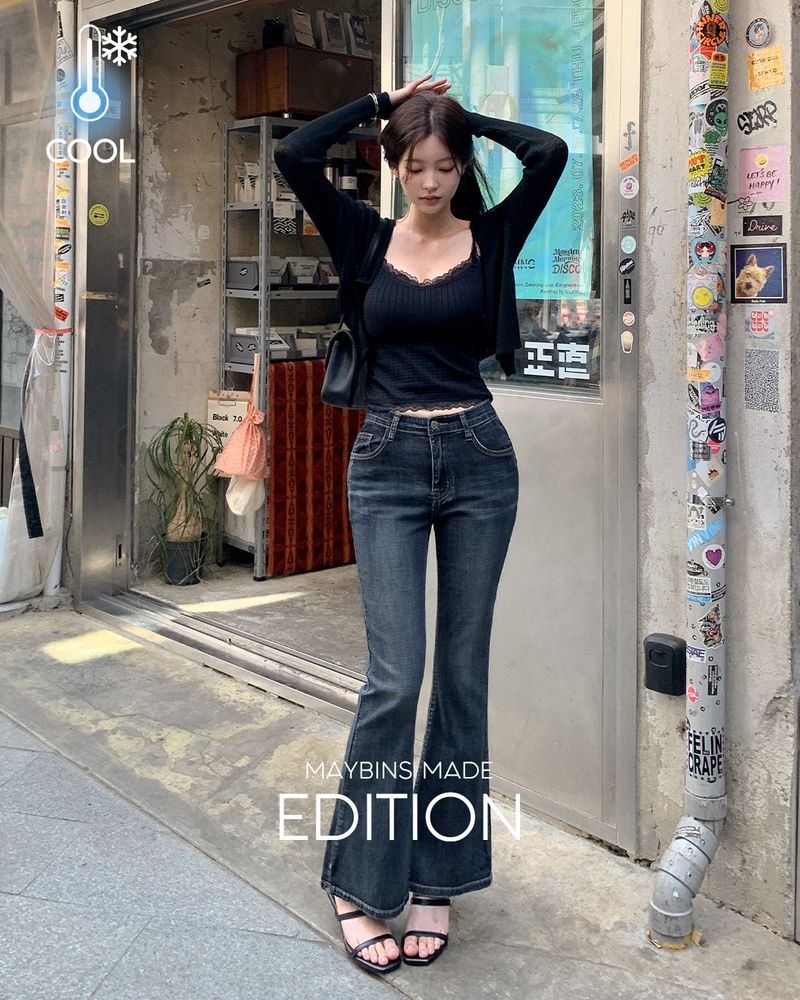 [MADE] Rat hip‑pad bootcut denim pants 