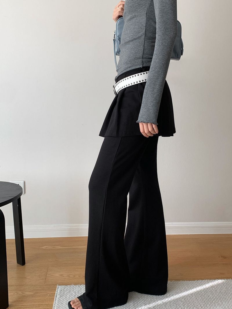 Pleated Skirt Stretch Long Pants