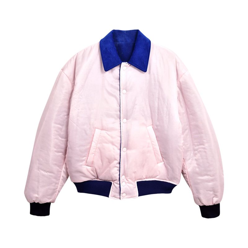 [UNISEX] Reversible "WORLD PEACE" Padded Bomber Jacket (Light Pink)