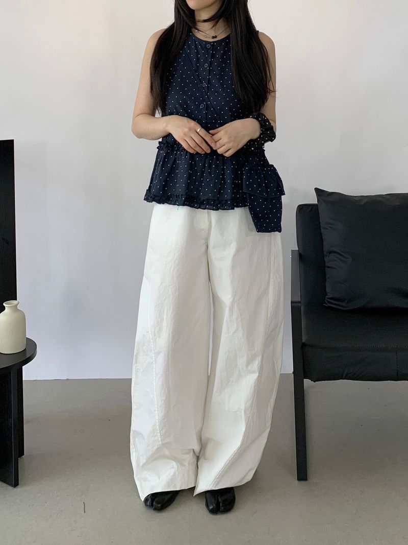 David Dot Frill Blouse Pouch Set