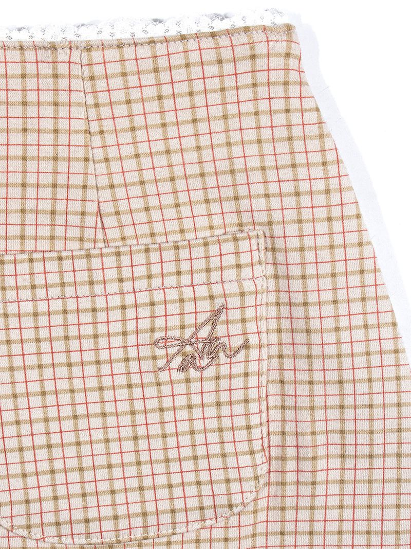 LOW-RISE CHECK LACE MINI SKIRT_Beige