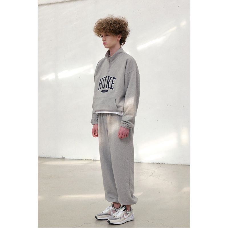 HUKE ロゴ ネイビー ハーフジップアップ MTM
