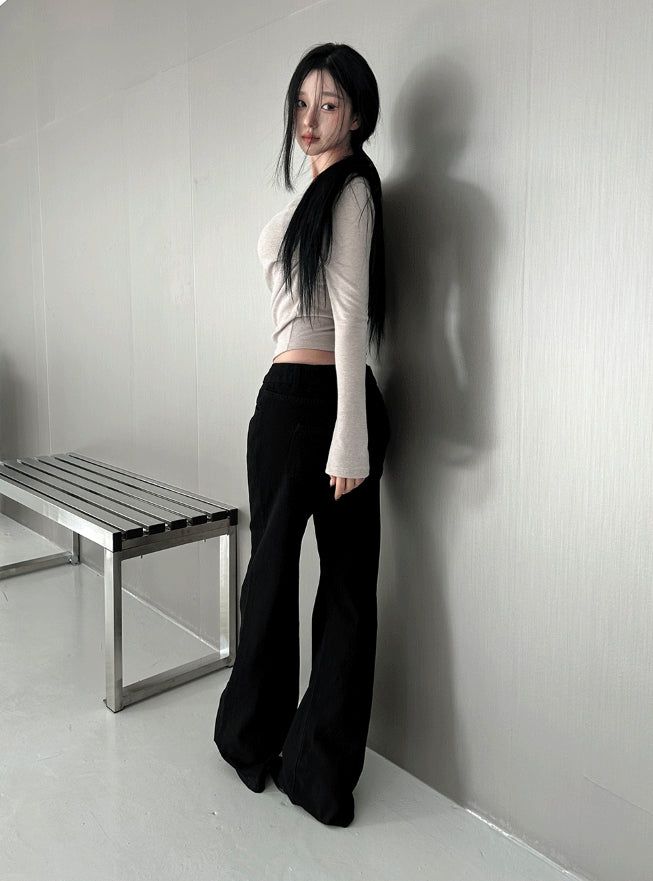 Slim fit low semi-boot pants