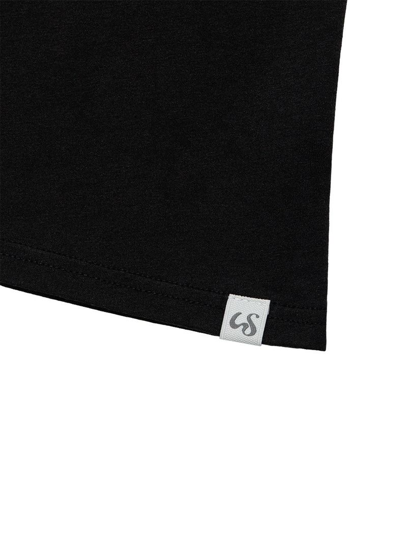 UNBALANCE BUTTON SHOULDER TOP(BLACK)