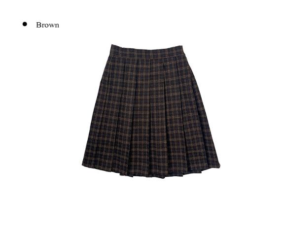 Daren Wool Pleated Check Midi Skirt