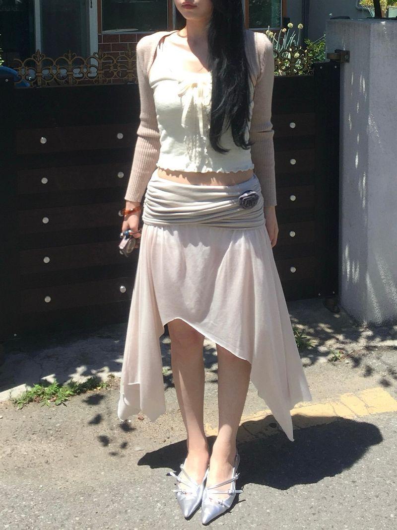 Angel Drape Unbal Long Skirt