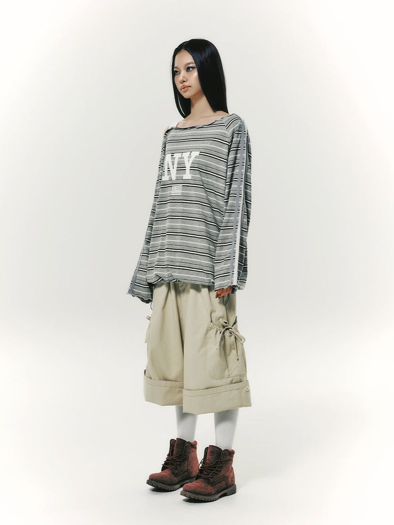 STRING OFF SHOULDER L/S GREY