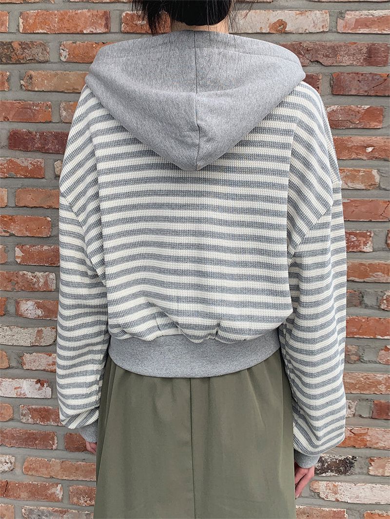 2WAY STRIPE HOODIE ZIP-UP (2COLOR)