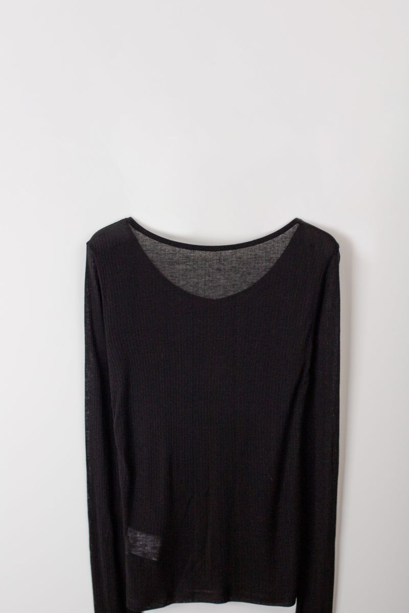 Wool boat neck T (Black)
