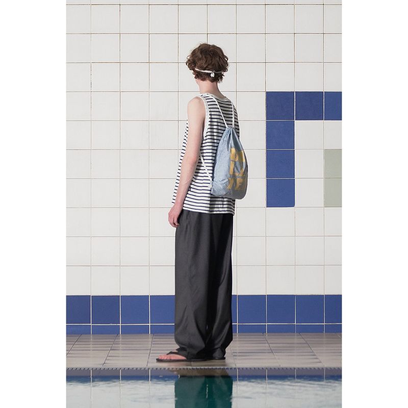 LOGO GINGHAM CHECK GYM SACK / BLUE