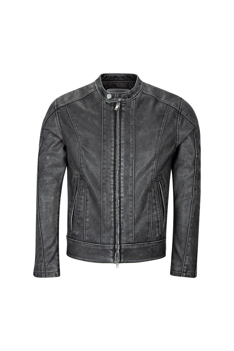  BIKER WASHING LEATHER JAKET L1 (GREY)