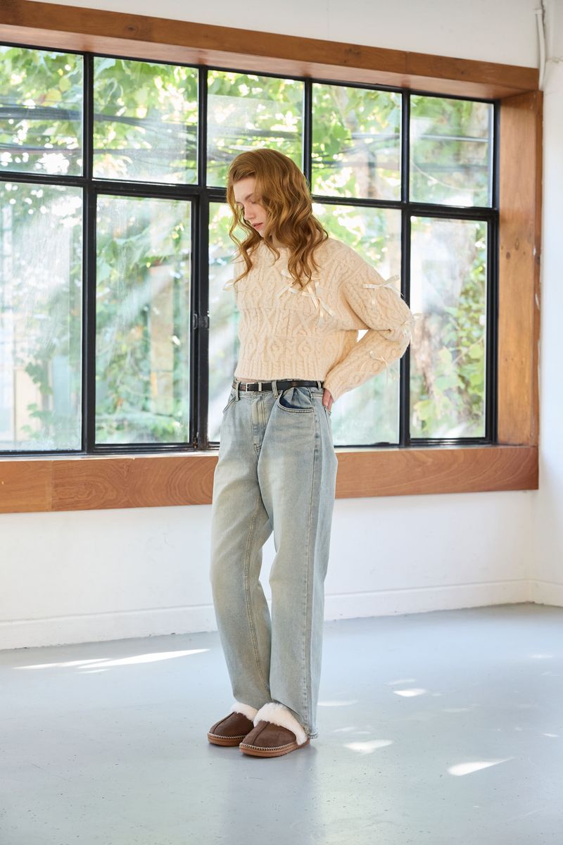WHIMSICAL WOOL RIBBONE KNIT / IVORY