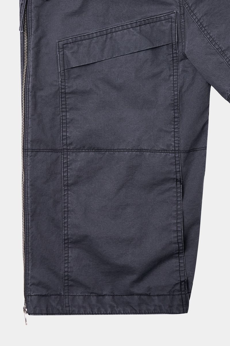 Vintage Washed Flap Pockets Work Shacket (Washed Charcoal)