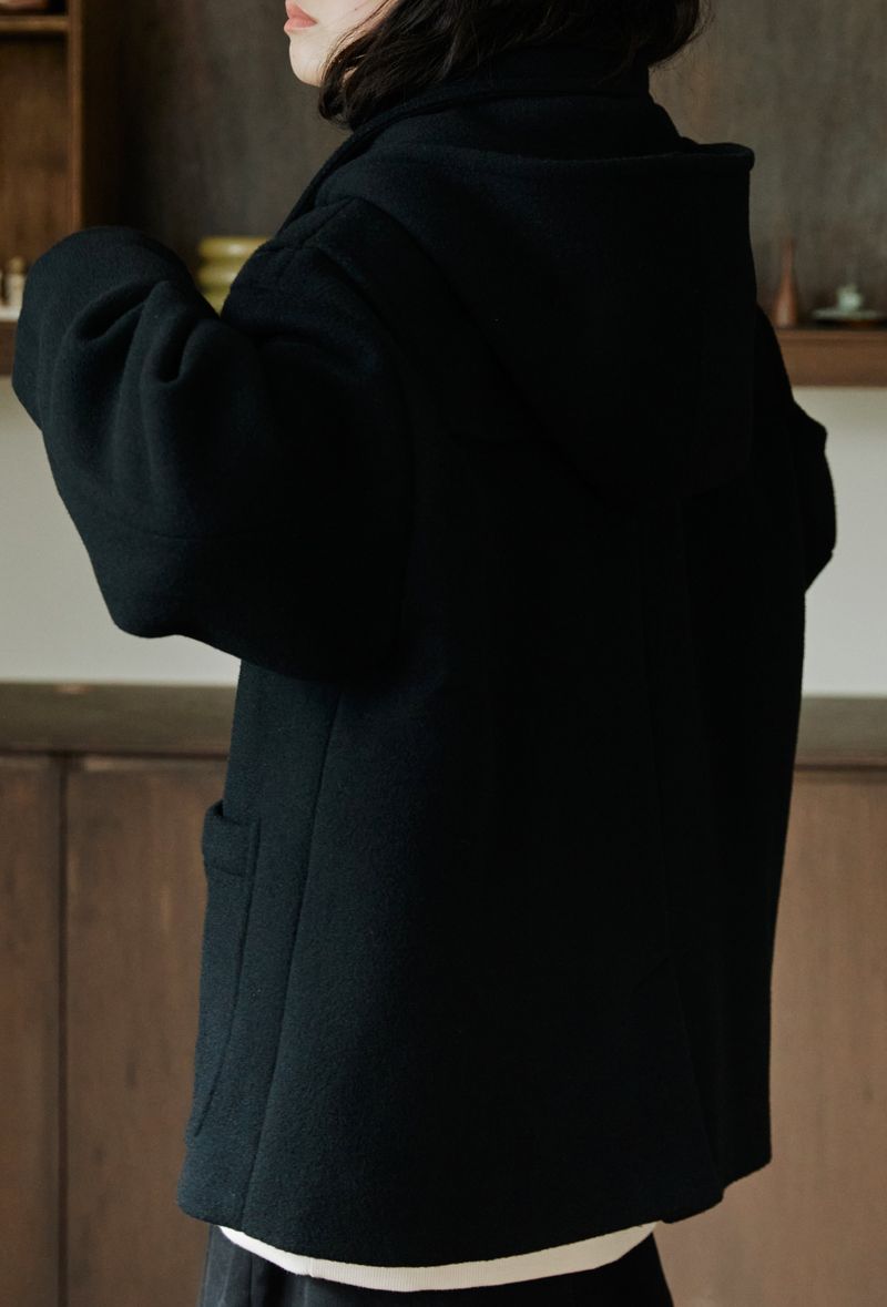unisex half duffle coat black