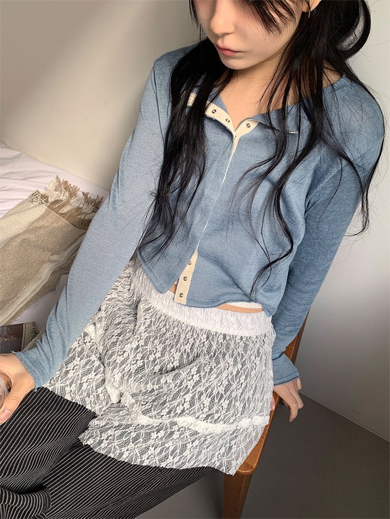 LACE UNBAL LAYERED SKIRT (2C)