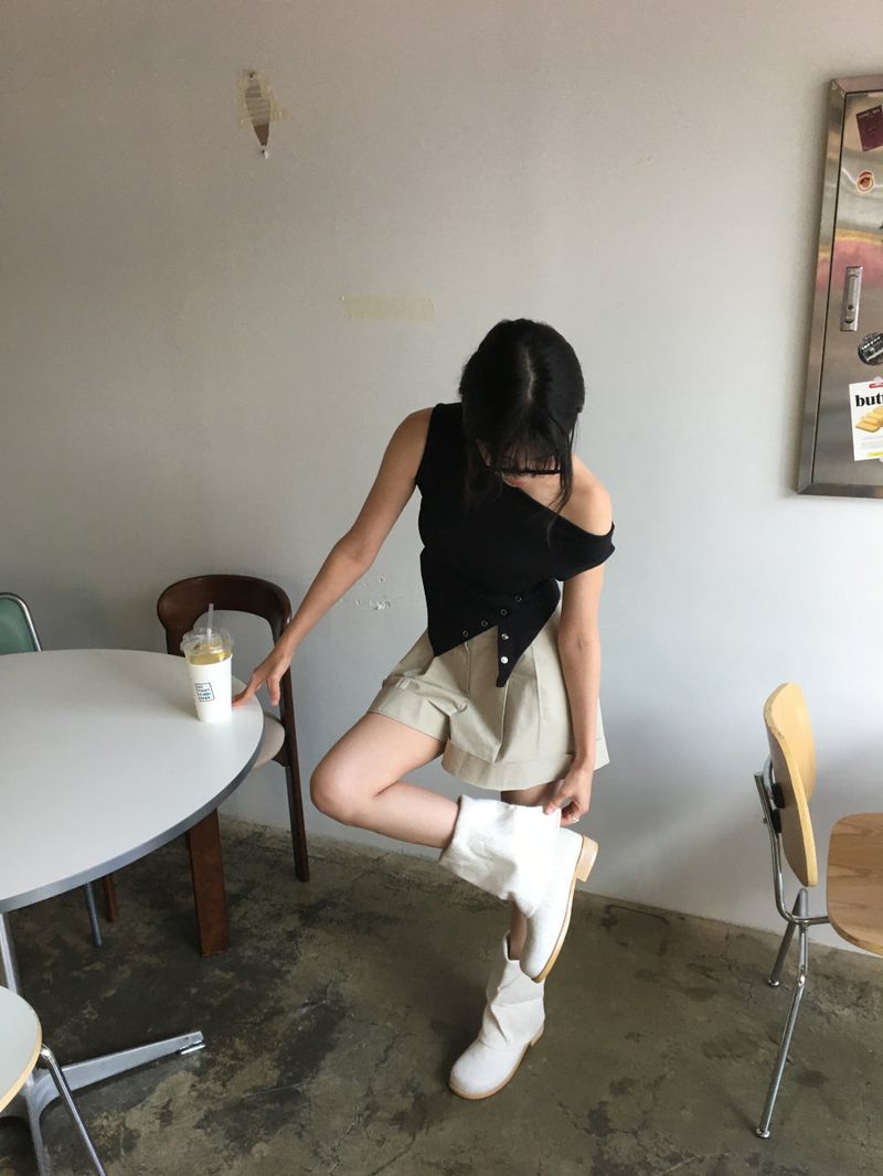 Chunky linen boots (1color)