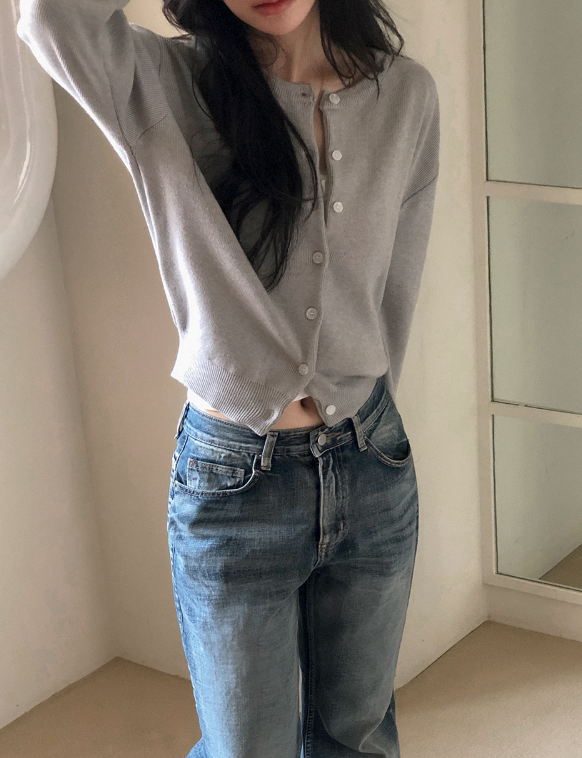 Basic Fine Wool Round Knit Cardigan (11color)