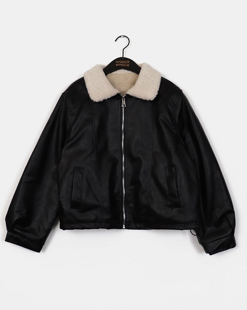Zizhen wool loose fit leather suede jacket