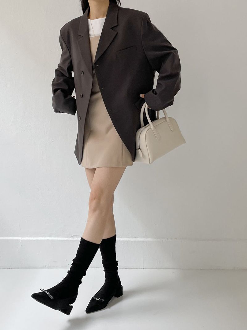 [unisex] Curved 3Button Over Fit Blazer Jacket