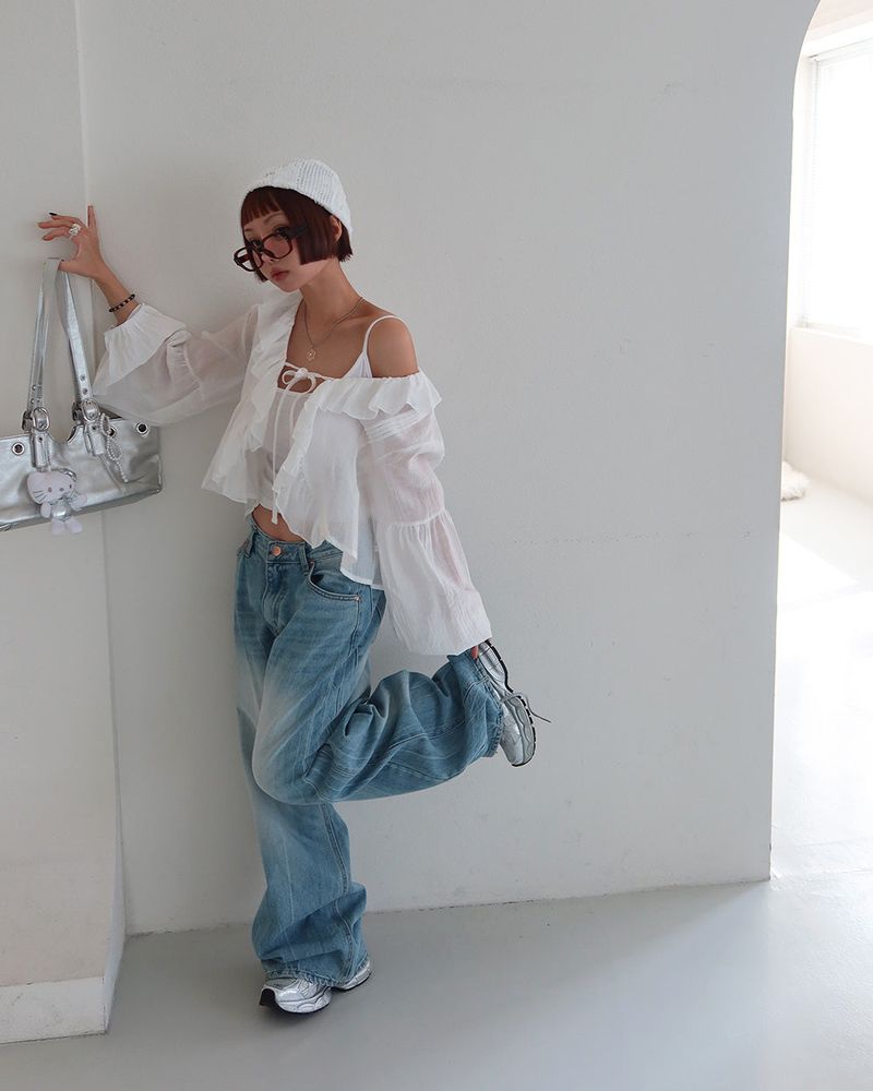 Shade light blue low wide jeans