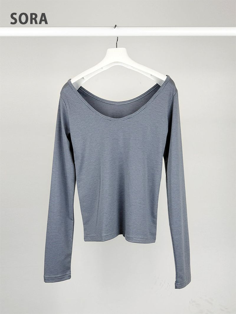 PIN STRIPE WIDE NECK LONG SLEEVE (3C)