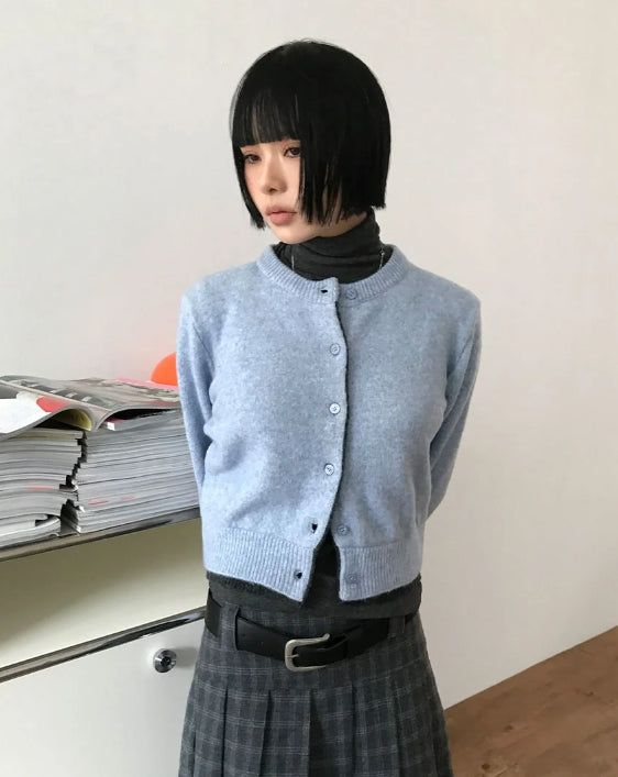 (WOOL) TWO-TONE LAYER CARDIGAN