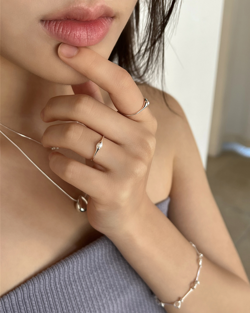 Float pearl ring (silver) *1PCS
