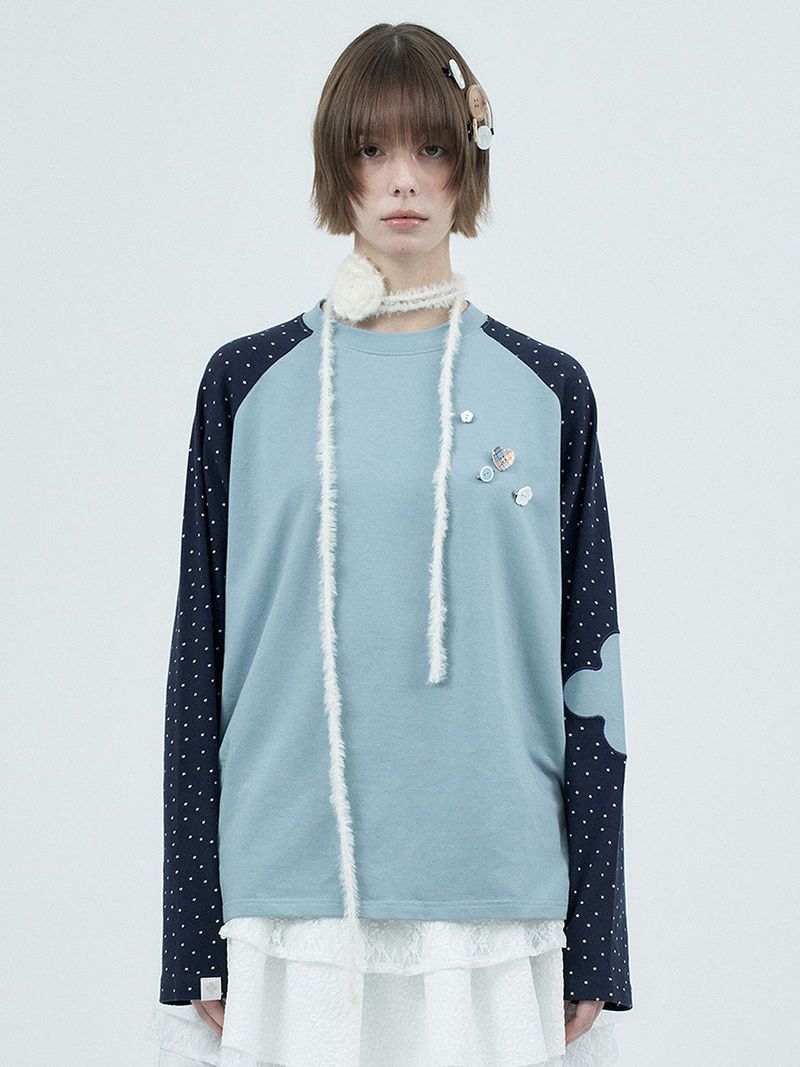 Fazed(フェイズド)の「patched raglen t-shirts / sky(Tops)」
